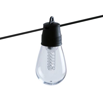 Reguliuojama LED saulės girlianda 25xLED/1,5W/3,7/5V 2700-10000K 2200 mAh 15 m IP65 juoda + nuotolinis pultas