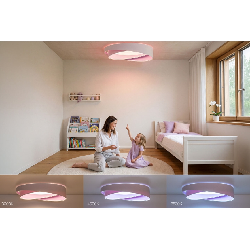 LED dimeriuojamas lubų šviestuvas SMART GALAXY MODERN LED/24W/230V 3000-6500K skersmuo 55 cm balta/violetinė + nuotolinis valdymas