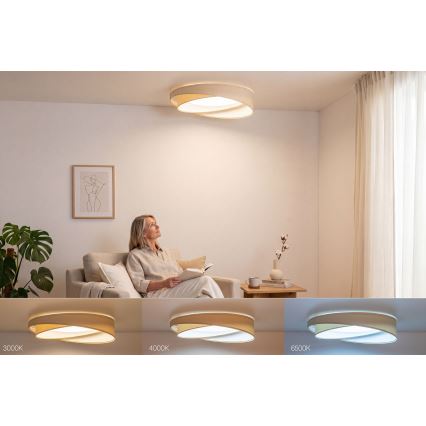 LED dimeriu reguliuojamas lubų šviestuvas SMART GALAXY MODERN LED/24W/230V 3000–6500K Ø 55 cm kreminė/balta + nuotolinio valdymo pultas