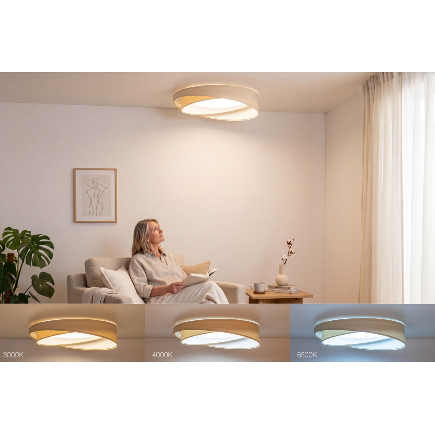 LED dimeriu reguliuojamas lubų šviestuvas SMART GALAXY MODERN LED/24W/230V 3000–6500K Ø 55 cm kreminė/balta + nuotolinio valdymo pultas