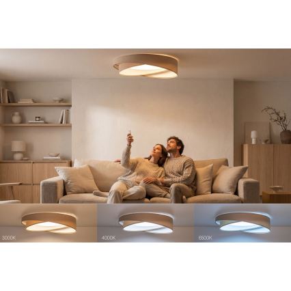 LED Reguliuojamo ryškumo lubų šviestuvas SMART GALAXY MODERN LED/24W/230V 3000-6500K skers. 55 cm smėlio/balta + nuotolinis valdymas
