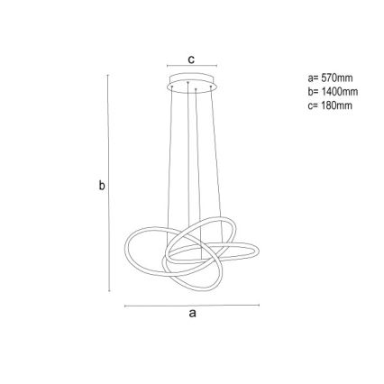 LED dimeriuojamas pakabinamas šviestuvas ant laido LED/95W/230V 3000-6500K skersmuo 57 cm + nuotolinis valdymas
