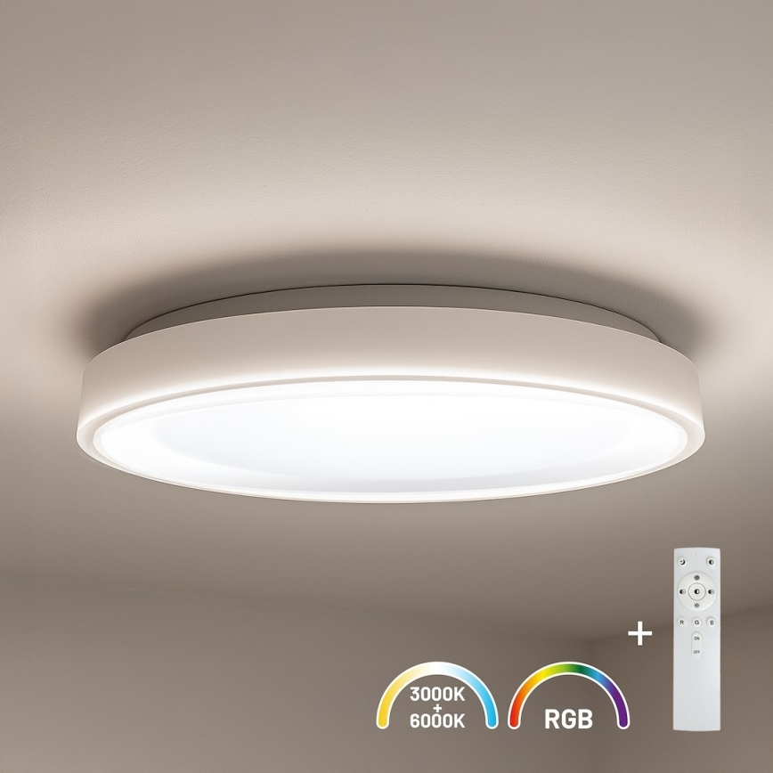 LED RGBW dimeriuojamas lubinis šviestuvas MELO LED/36W/230V 3000-6000K skersmuo 39 cm baltas + nuotolinis valdymas