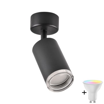 Reguliuojamas LED RGBW vonios kambario taškinis šviestuvas TURYN 1xGU10/6,5W/230V 2700-6500K Wi-Fi IP44 juodas