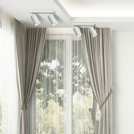 LED RGBW reguliuojamas vonios taškinis šviestuvas TURYN 2xGU10/4,8W/230V 3000K IP44 baltas + nuotolinio valdymo pultelis