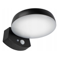 Reguliuojamas LED saulės energijos sieninis šviestuvas su jutikliu LED/3W/3,7V 1800 mAh IP54 juodas
