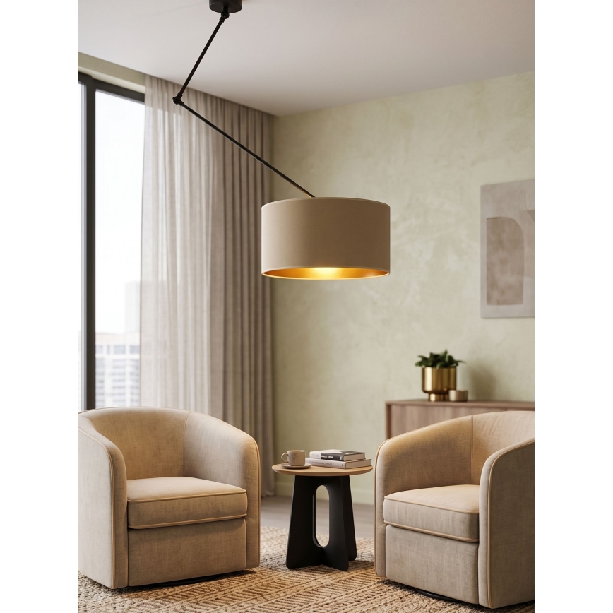 Reguliuojamas LED šviestuvas ant strypo GORTA 1xE27/60W/230V smėlinė/auksinė
