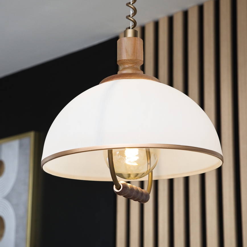 Reguliuojamas pakabinamas šviestuvas RAMONA 1xE27/60W/230V ruda/balta/ąžuolas