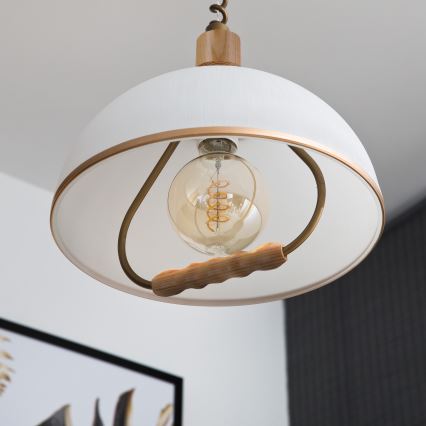 Reguliuojamas pakabinamas šviestuvas RAMONA 1xE27/60W/230V ruda/balta/ąžuolas