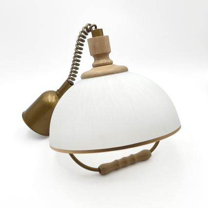 Reguliuojamas pakabinamas šviestuvas RAMONA 1xE27/60W/230V ruda/balta/ąžuolas