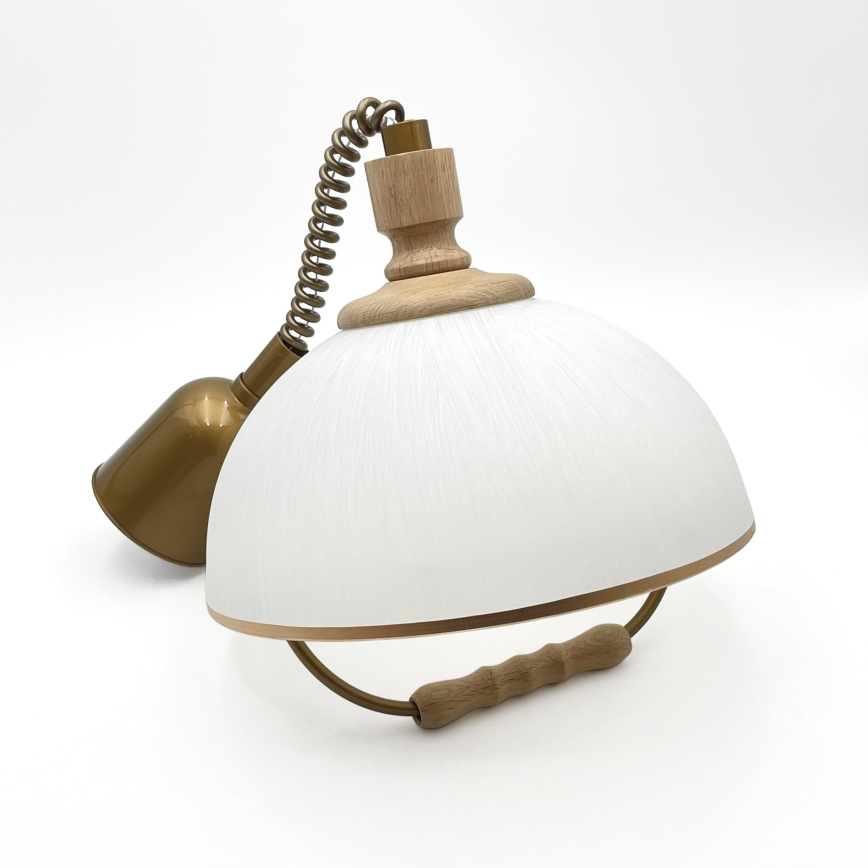 Reguliuojamas pakabinamas šviestuvas RAMONA 1xE27/60W/230V ruda/balta/ąžuolas