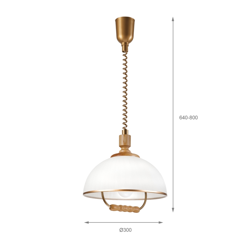 Reguliuojamas pakabinamas šviestuvas RAMONA 1xE27/60W/230V ruda/balta/ąžuolas