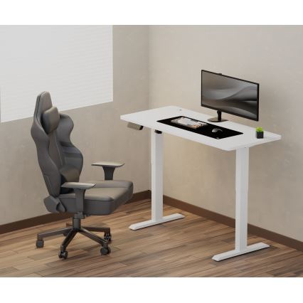 Reguliuojamo aukščio rašomasis stalas LEVANO 140x60 cm baltas