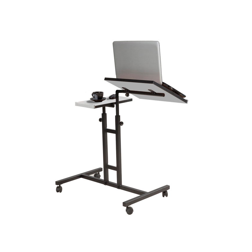 Reguliuojamas stalas GLEN 87x60 cm balta/juoda