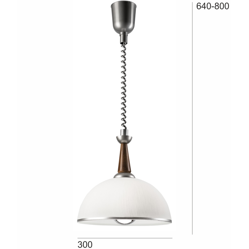 Reguliuojamo aukščio sietynas CHIARA 1xE27/60W/230V sidabras/tamsiai ruda/bukas