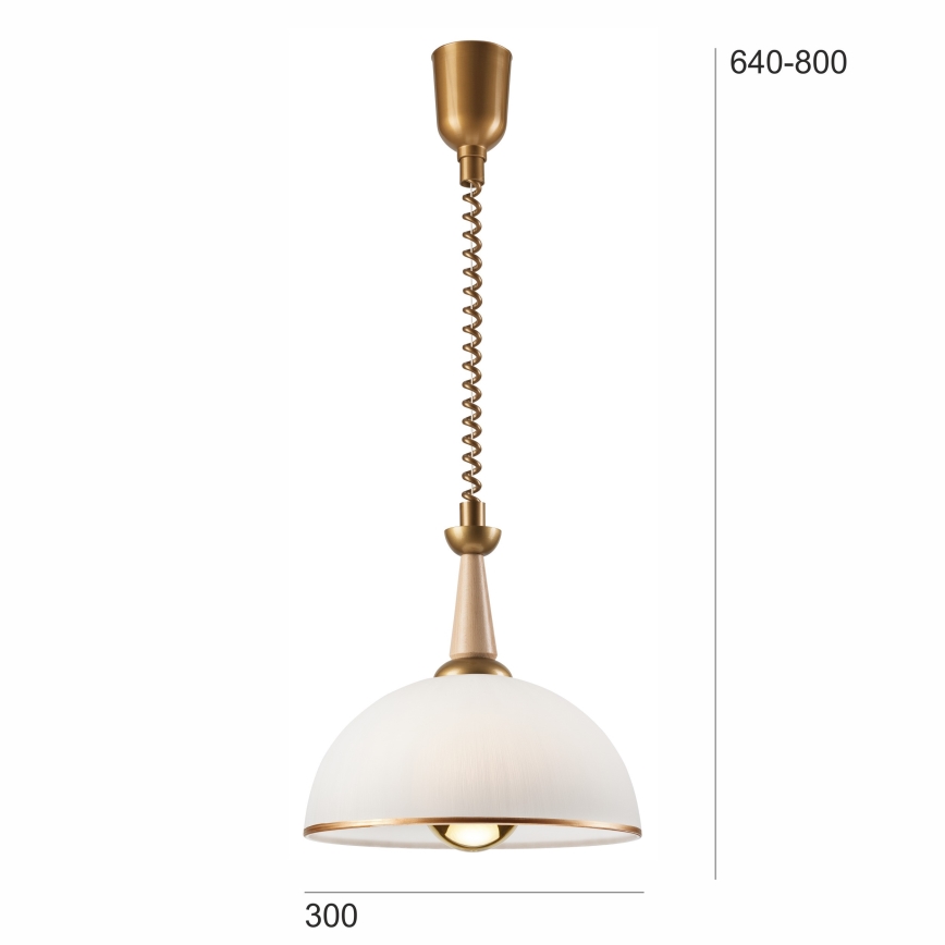 Reguliuojamo aukščio sietynas CHIARA 1xE27/60W/230V smėlio spalva/bukas