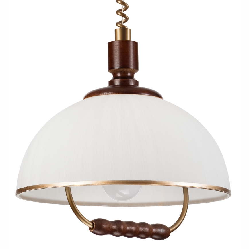 Reguliuojamo aukščio sietynas RAMONA 1xE27/60W/230V smėlio spalva/tamsiai ruda/pušis