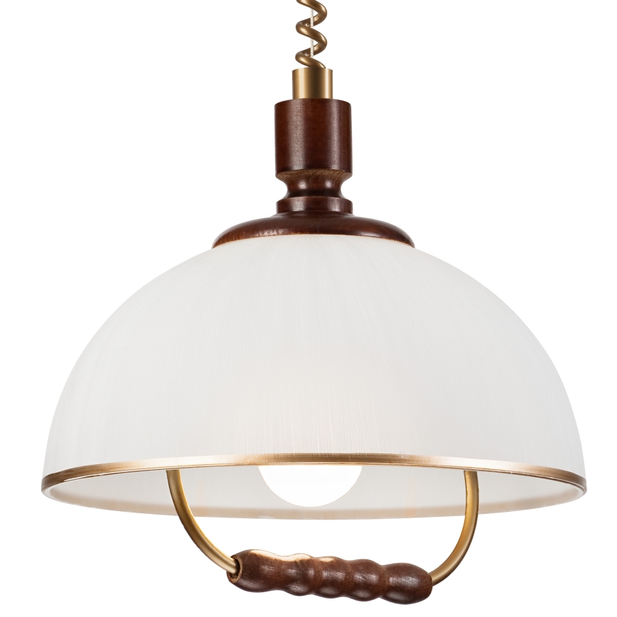 Reguliuojamo aukščio sietynas RAMONA 1xE27/60W/230V smėlio spalva/tamsiai ruda/pušis