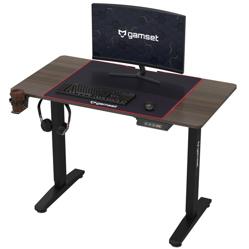 Reguliuojamo aukščio žaidimų stalas CONTROL 110x60 cm ruda/juoda