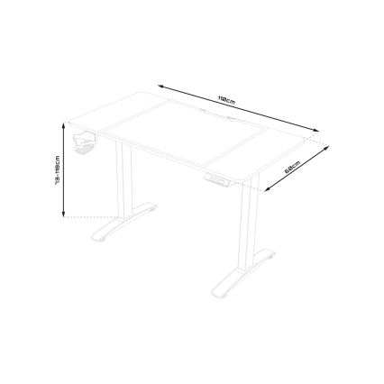 Reguliuojamo aukščio žaidimų stalas CONTROL 110x60 cm ruda/juoda