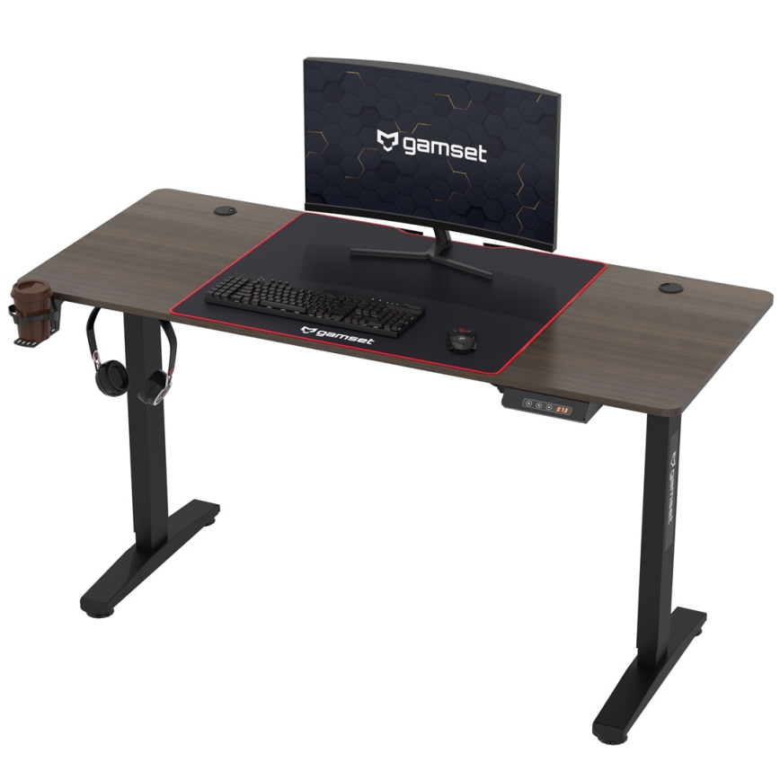 Reguliuojamo aukščio žaidimų stalas CONTROL 140x60 cm ruda/juoda