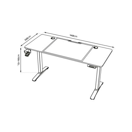 Reguliuojamo aukščio žaidimų stalas CONTROL 140x60 cm ruda/juoda