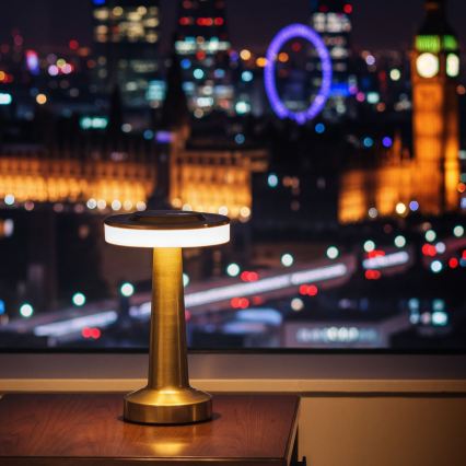 LED reguliuojama įkraunama stalo lempa LONDON LED/2W/5V 2700K/4000K/6500K 400 mAh auksinė