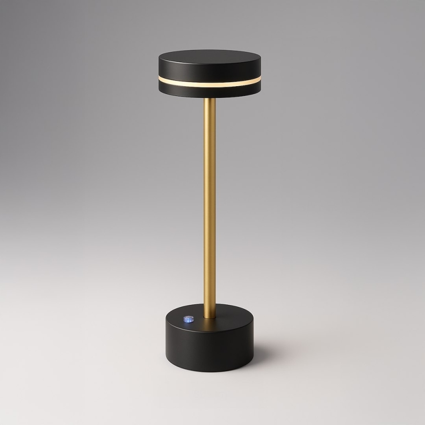 Reguliuojamo ryškumo įkraunama LED stalinė lempa SAM LED/5W/5V 3600 mAh juoda/auksinė