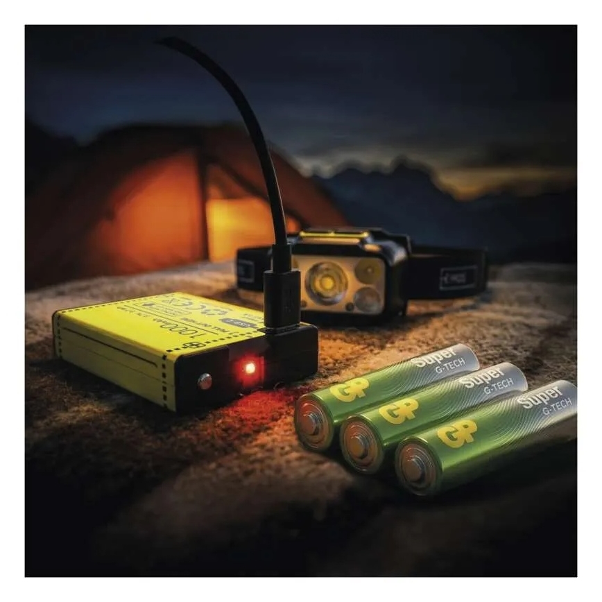 Reguliuojamo ryškumo įkraunamas LED galvos žibintas/3xAAA/1000 mAh 3,7V