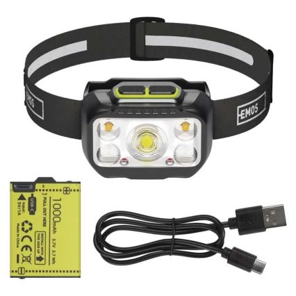Reguliuojamo ryškumo įkraunamas LED galvos žibintas/3xAAA/1000 mAh 3,7V
