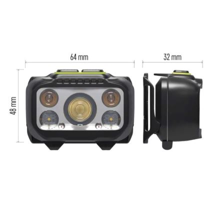 Reguliuojamo ryškumo įkraunamas LED galvos žibintas/3xAAA/1000 mAh 3,7V