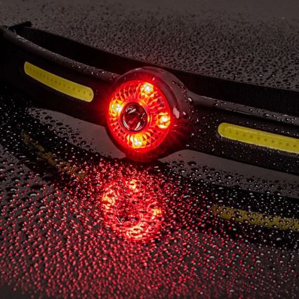 Įkraunamas reguliuojamo ryškumo LED galvos žibintas su raudona šviesa LED/5V IPX4 550 lm 600 mAh