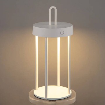Reguliuojamo ryškumo lauko įkraunama jutiklinė stalinė lempa GENTLE LED/1,5W/3,7V 3000 mAh IP44 balta