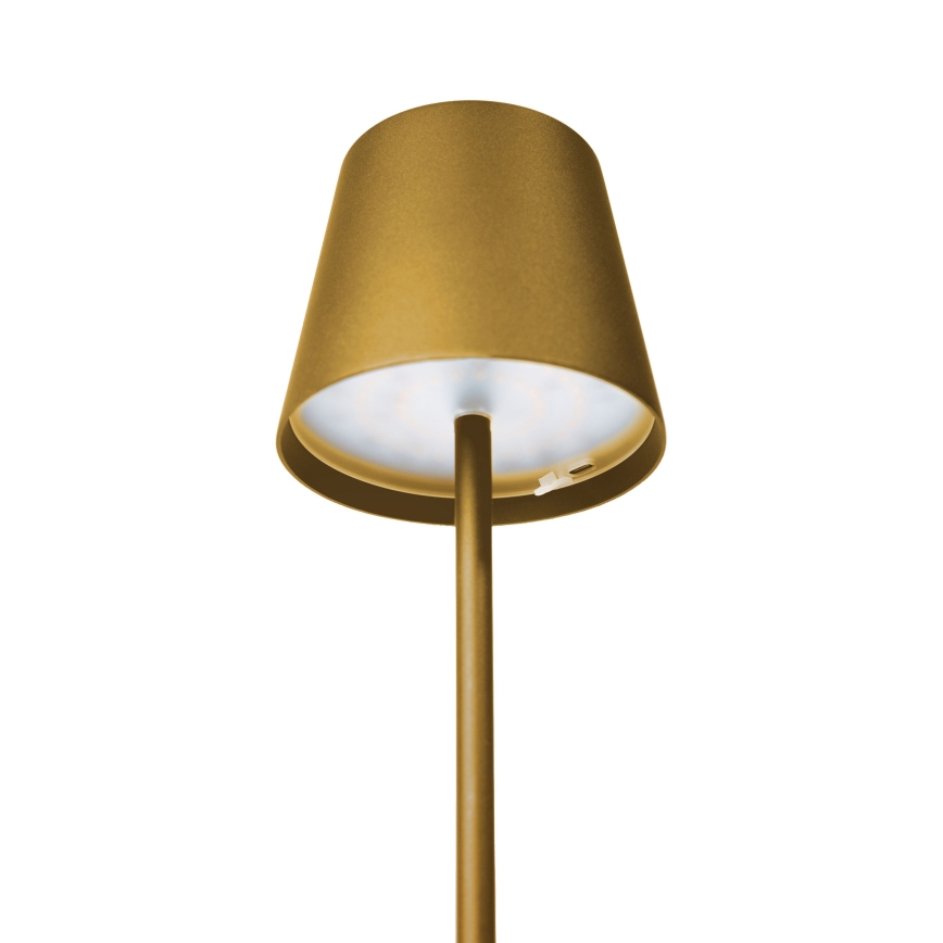 Reguliuojamo ryškumo LED lauko įkraunamas stalinis šviestuvas LED/4W/4000 mAh 3000/4000/5500K IP44 auksinis