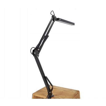 LED dimeriuojama jutiklinė stalo lempa su lanksčiu kaklu ir spaustuku LED/10W/5/230V 3000/4000/6000K juoda