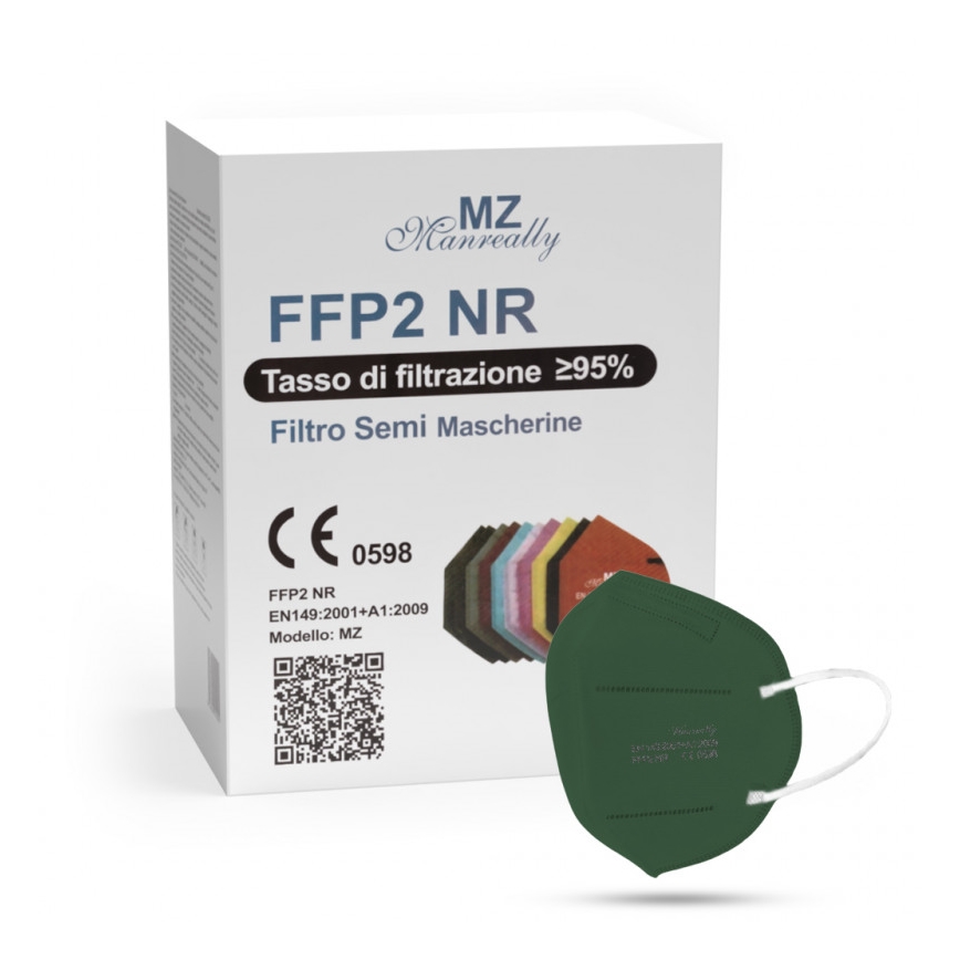 Respiratorius FFP2 NR CE 0598 tamsiai žalia 1vnt