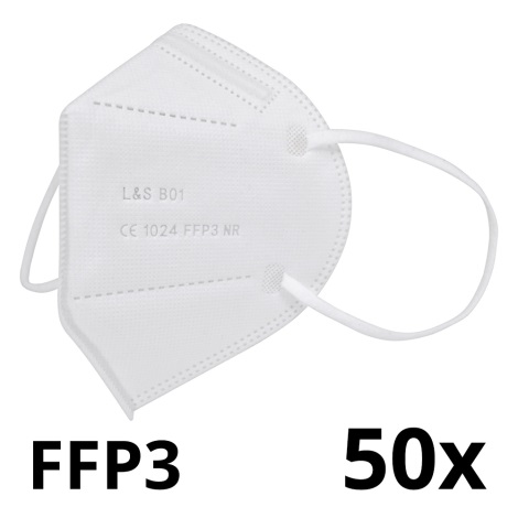 Respiratorius FFP3 NR L&S B01 - 5-sluoksnių- 99,87% efektyvumas 50vnt
