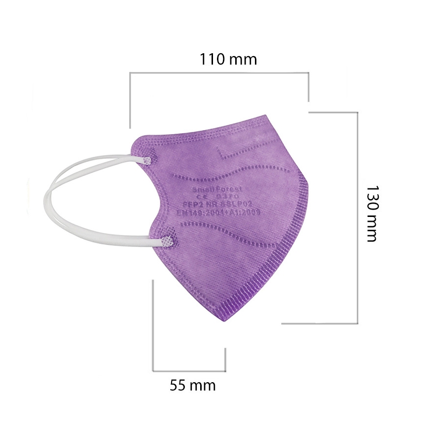 Respiratorius vaikiškas dydis FFP2 Kids NR CE 0370 violetinė 20vnt