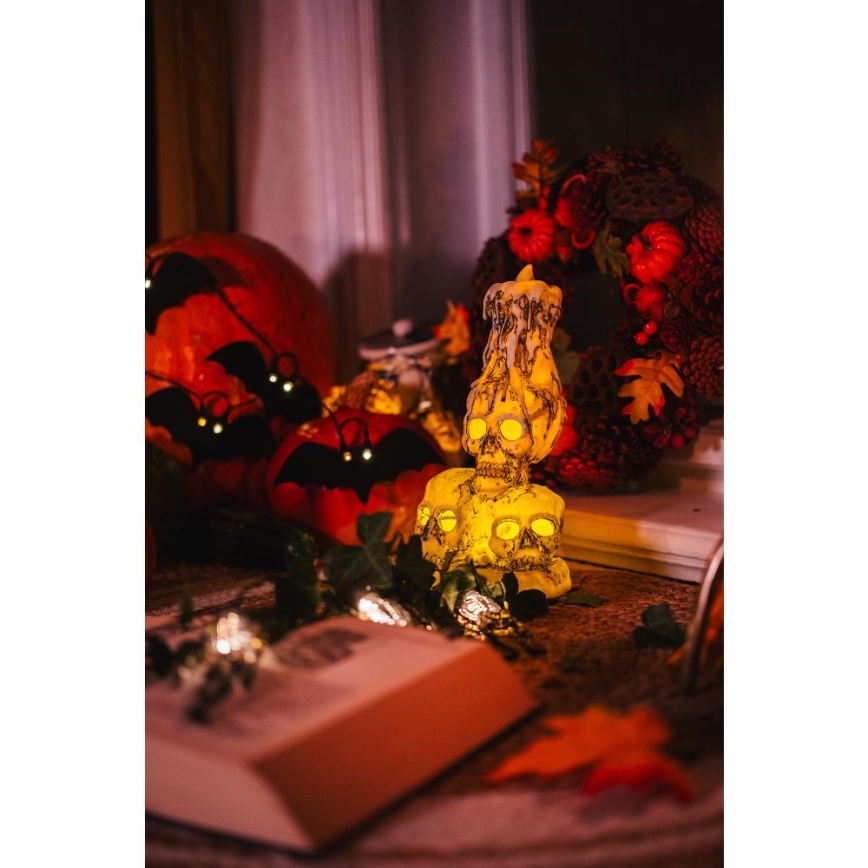 Dekoratyvinė LED grandinė HALLOWEEN 10xLED/2xAA/šilta balta 1,3m šikšnosparniai