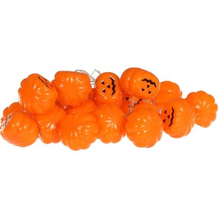 Dekoratyvinė LED grandinė HALLOWEEN 20xLED/3xAA/šilta balta 3,3m moliūgai