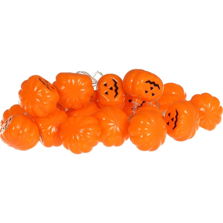 Dekoratyvinė LED grandinė HALLOWEEN 20xLED/3xAA/šilta balta 3,3m moliūgai