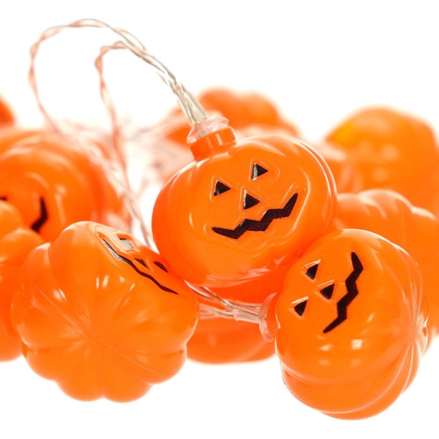 Dekoratyvinė LED grandinė HALLOWEEN 20xLED/3xAA/šilta balta 3,3m moliūgai