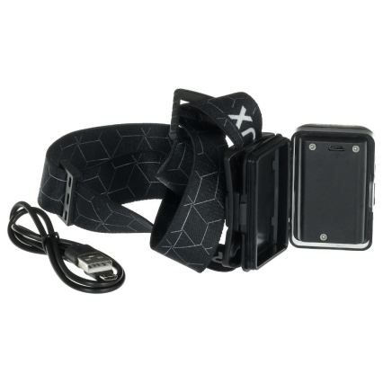 Įkraunamas LED galvos žibintas LED/3W/1200 mAh IP67 juodas