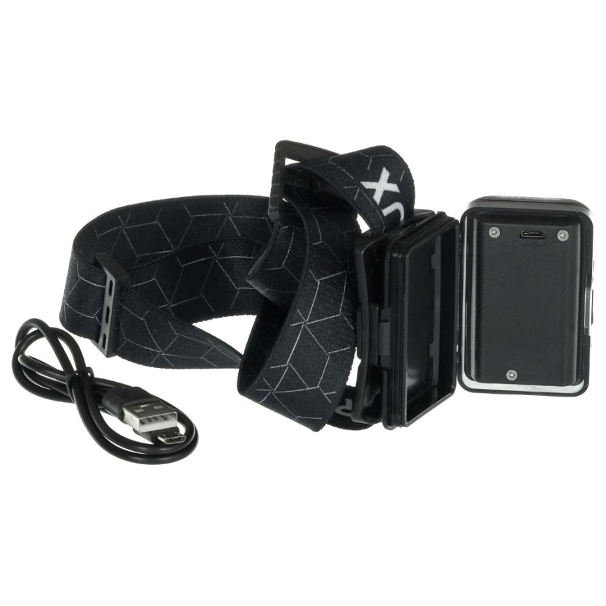 Įkraunamas LED galvos žibintas LED/3W/1200 mAh IP67 juodas