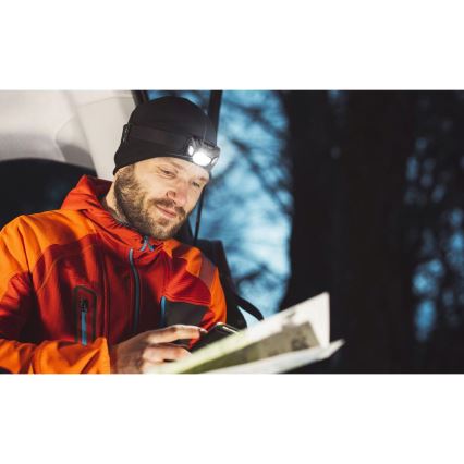 LED įkraunamas galvos žibintas LED/3W/1200 mAh IP44 juodas