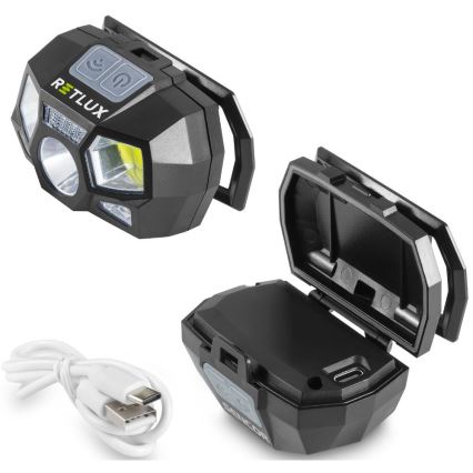 LED įkraunamas galvos žibintas su jutikliu LED/3W/900 mAh IP44 juodas