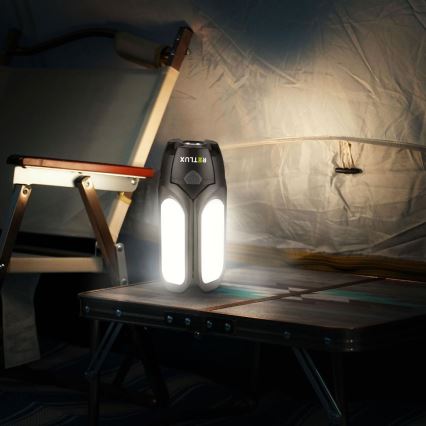 Įkraunamas LED kempingo žibintas su saulės panelė — 3 W / 1600 mAh / IPX4