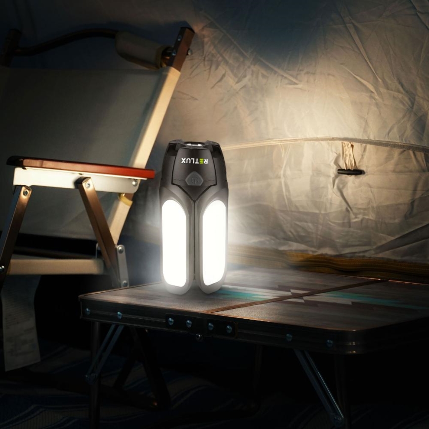 Įkraunamas LED kempingo žibintas su saulės panelė — 3 W / 1600 mAh / IPX4