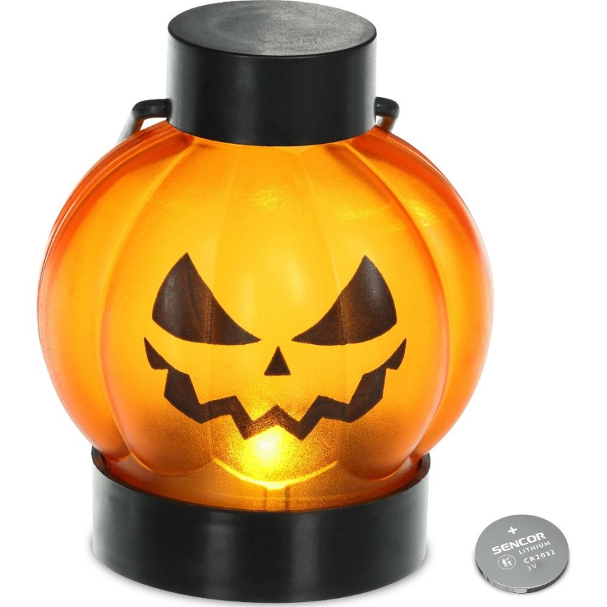 KOMPLEKTAS 6x LED Dekoracija HALLOWEEN LED/1xCR2032/šiltai balti moliūgai