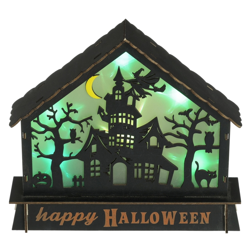 LED Dekoracija HALLOWEEN LED/2xAA/daugiaspalvis vaiduoklių namas